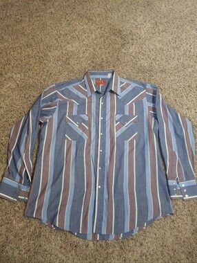 ELY PLAINS Men's Western Striped Pearl Snap Long Sleeve Shirt